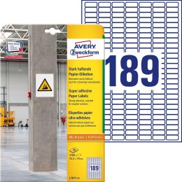 Etykieta do trudnych powierzchni L7871-20 25,4x10 20ar papierowe, białe, Avery Zweckform Avery Zweckform