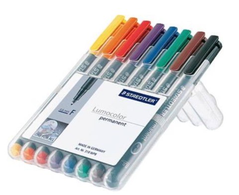 Foliopis Lumocolor, F, wodoodporny, zestaw 8 kol. (1, 2, 3, 4, 5, 6, 7, 9) w etui box, Staedtler S 318 WP8 Staedtler Foliopis Lumocolor, F, wodoodporny, zestaw 8 kol. (1, 2, 3, 4, 5, 6, 7, 9) w etui box, Staedtler S 318 WP8 Staedtler