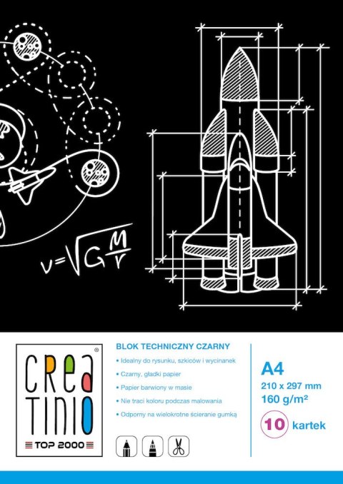 Blok techniczny A4 10k 160g CREATINIO czarny 400079853 Top 2000 Blok techniczny A4 10k 160g CREATINIO czarny 400079853 Top 2000