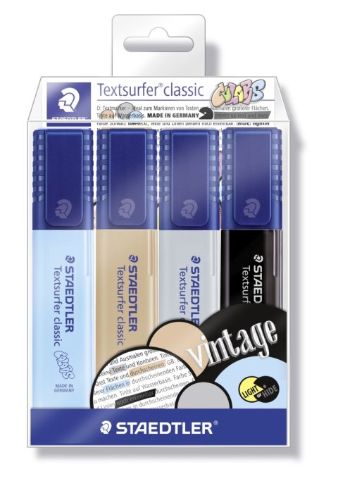 Zakreślacz Classic Vintage, 4 kol. w opak., Staedtler S 364 CWP4 Staedtler Zakreślacz Classic Vintage, 4 kol. w opak., Staedtler S 364 CWP4 Staedtler
