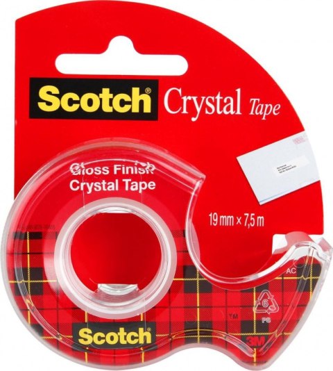 Taśma biurowa SCOTCH Crystal Clear (6-1975), transparentna, 19mm, 7, 5m Scotch 3M Taśma biurowa SCOTCH Crystal Clear (6-1975), transparentna, 19mm, 7, 5m Scotch 3M