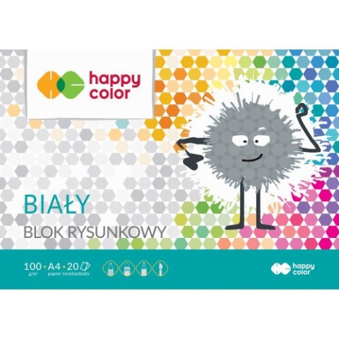 Blok rysunkowy biały A4, 100g, 20 ark, Happy Color HA 3710 2030-0 Happy Color Blok rysunkowy biały A4, 100g, 20 ark, Happy Color HA 3710 2030-0 Happy Color