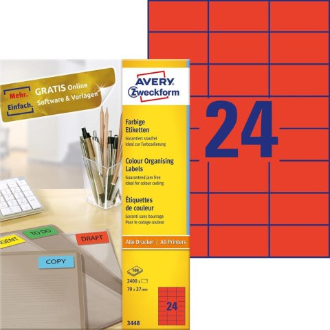 Etykiety czerwone 3448 70 x 37 100 ark. Trwałe Avery Zweckform Avery Zweckform Etykiety czerwone 3448 70 x 37 100 ark. Trwałe Avery Zweckform Avery Zweckform