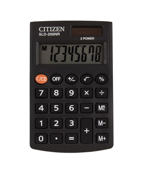 Kalkulator kieszonkowy CITIZEN SLD-200NR, 8-cyfrowy, 98x62mm, czarny CITIZEN Kalkulator kieszonkowy CITIZEN SLD-200NR, 8-cyfrowy, 98x62mm, czarny CITIZEN