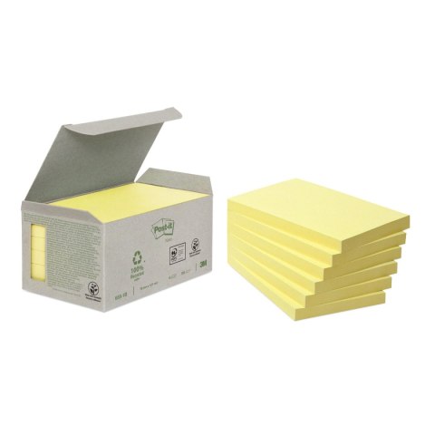 Ekologiczne karteczki samoprzylepne Post-it_ z certyfikatem PEFC Recycled, Żółte, 76x127mm, 16 bloczków po 100 karteczek Post-It 3M