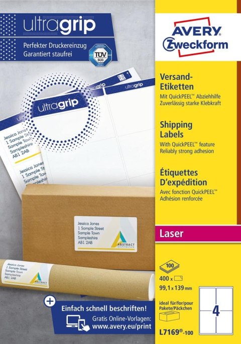 Etykiety wysyłkowe L7169-100 99,1 x 139 100 ark Avery Zweckform (X) Avery Zweckform