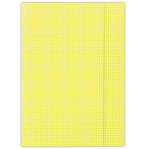 Teczka z gumką,A4, 400gsm,3skrzydła, DONAU żółta w kratkę FEP11 (X) Donau