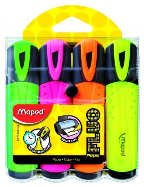 Zakreślacz FLUO PEPS mix kolorów 4szt etui z zawieszką MAPED 742547 Maped Zakreślacz FLUO PEPS mix kolorów 4szt etui z zawieszką MAPED 742547 Maped