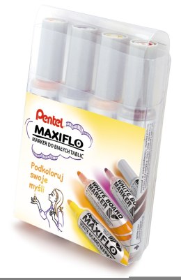 Markery suchościeralne MAXIFLO (4 sztuki) fiolet/brąz/żółty/pomarańcz MWL5M-4W-EFGV PENTEL komplet Pentel