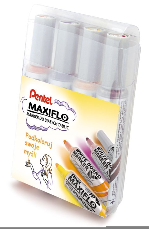 Markery suchościeralne MAXIFLO (4 sztuki) fiolet/brąz/żółty/pomarańcz MWL5M-4W-EFGV PENTEL komplet Pentel Markery suchościeralne MAXIFLO (4 sztuki) fiolet/brąz/żółty/pomarańcz MWL5M-4W-EFGV PENTEL komplet Pentel