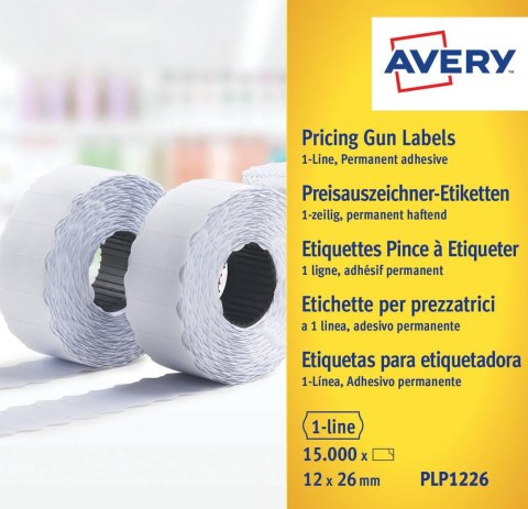Etykiety cenowe do metkownic PLP1226 12x26 rolka do metkownicy jednorzędowej Avery Zweckform, trwałe, białe Avery Zweckform Etykiety cenowe do metkownic PLP1226 12x26 rolka do metkownicy jednorzędowej Avery Zweckform, trwałe, białe Avery Zweckform