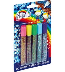 Klej brokatowy konfetti FIORELLO GR-KK13 B5, 5 kolorów x 13ml 170-2231 Fiorello