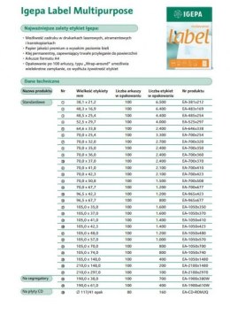 Etykieta samoprzylepna 210x297mm (100sztuk) CONTILABEL EA-2100X2970 Igepa