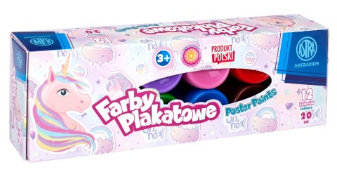 Farby plakatowe Jednorożec 12 kolorów 20 ml ASTRA, 301221008 Astra Farby plakatowe Jednorożec 12 kolorów 20 ml ASTRA, 301221008 Astra