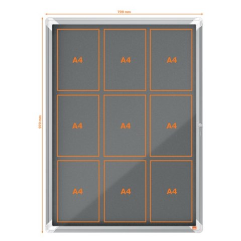 Gablota filcowa wewnętrzna Nobo Premium Plus 9xA4, szara 1915330 Nobo Gablota filcowa wewnętrzna Nobo Premium Plus 9xA4, szara 1915330 Nobo