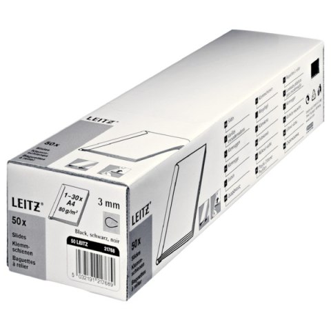 Grzbiety wsuwane LEITZ A4/3mm przezroczysty do 30 kartek 50szt 21770 Leitz Grzbiety wsuwane LEITZ A4/3mm przezroczysty do 30 kartek 50szt 21770 Leitz