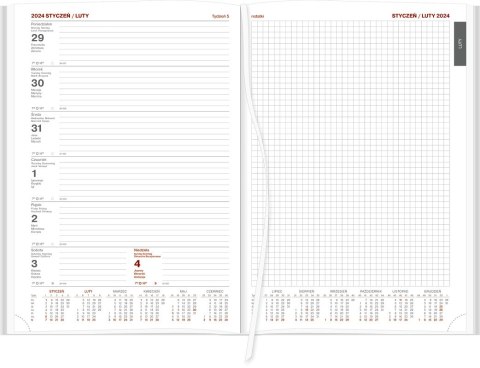 Kalendarz tygodniowy B5T z notesem Vivella, 2027, 216 B5TNB CZERWONY, WOKÓŁ NAS Wokół Nas