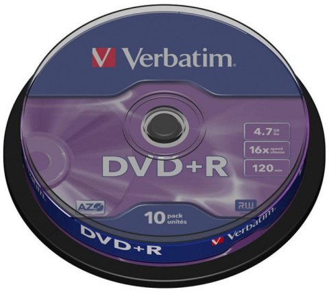 Płyta DVD+R VERBATIM CAKE (10) 4.7GB x16 Matt Silver 43498 Verbatim Płyta DVD+R VERBATIM CAKE (10) 4.7GB x16 Matt Silver 43498 Verbatim