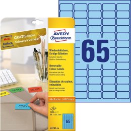 Etykiety niebieskie L4791-20 38,1 x 21,2 20ark Usuwalne, Avery Zweckform Avery Zweckform