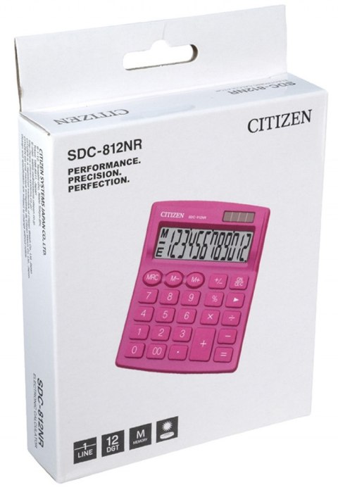 Kalkulator biurowy CITIZEN SDC-812NRPKE, 12-cyfrowy, 127x105mm, różowy CITIZEN Kalkulator biurowy CITIZEN SDC-812NRPKE, 12-cyfrowy, 127x105mm, różowy CITIZEN