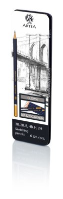 Ołówki do szkicowania w metalowym pudełku 6 sztuk ASTRA, 206118001 Astra
