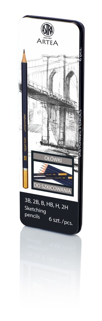 Ołówki do szkicowania w metalowym pudełku 6 sztuk ASTRA, 206118001 Astra Ołówki do szkicowania w metalowym pudełku 6 sztuk ASTRA, 206118001 Astra