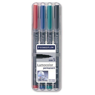 Foliopis Lumocolor, B, wodoodporny, zestaw 4 kol. (2, 3, 5, 9) w etui box, Staedtler S 314 WP4 Staedtler Foliopis Lumocolor, B, wodoodporny, zestaw 4 kol. (2, 3, 5, 9) w etui box, Staedtler S 314 WP4 Staedtler