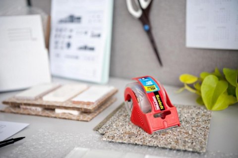 Mini dyspenser do taśm SCOTCH (C.5020.D), w zestawie taśma pakową, 48mmx20,3m, czerwony Scotch 3M