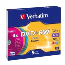 Płyta DVD+RW VERBATIM SLIM Color 4.7GB x4 (5szt.) 43297 Verbatim