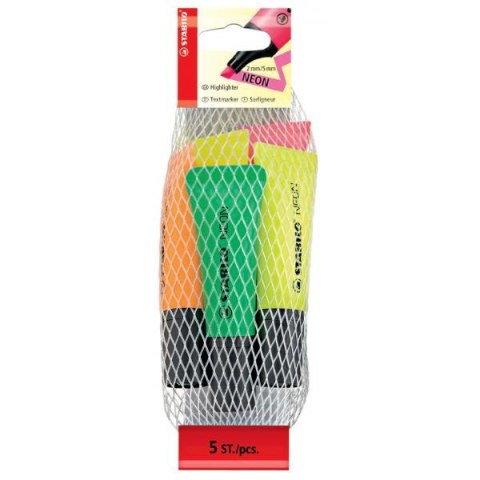 Zakreślacz STABILO neon komplet 5szt. 72/5-1-5 Stabilo Zakreślacz STABILO neon komplet 5szt. 72/5-1-5 Stabilo