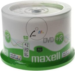 Płyta MAXELL DVD+R 4.7GB 16x, (50szt) PRINTABLE, white, do nadruku, cake 275702 SALE Maxell