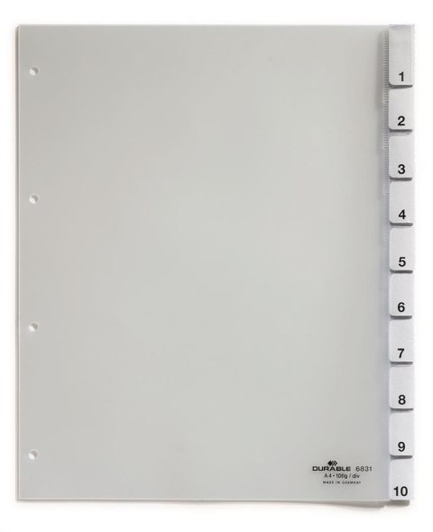 Przekładki PP A4, zgrzane wymienne indeksy, 0 -10 przezr. 683119 DURABLE Durable