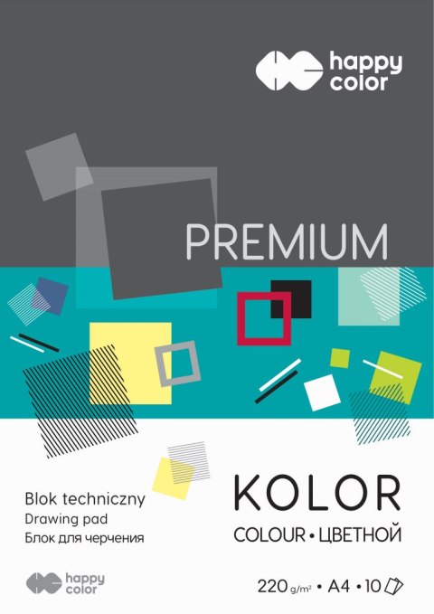 Blok techniczny PREMIUM kolorowy A4, 220g, 10 ark, Happy Color HA 3722 2030-09 Happy Color Blok techniczny PREMIUM kolorowy A4, 220g, 10 ark, Happy Color HA 3722 2030-09 Happy Color