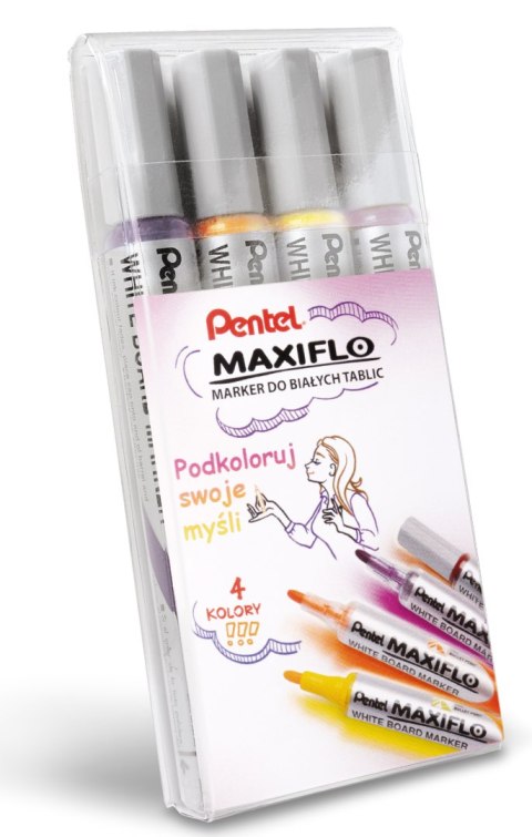 Markery suchościeralne MAXIFLO (4 sztuki) fiolet/brąz/żółty/pomarańczowy MWL5S-4W-EFGV PENTEL komplet Pentel Markery suchościeralne MAXIFLO (4 sztuki) fiolet/brąz/żółty/pomarańczowy MWL5S-4W-EFGV PENTEL komplet Pentel