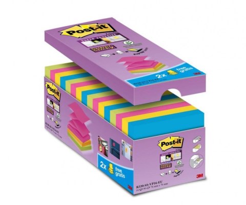 Bloczek samoprzylepny POST-IT Super sticky Z-Notes (R330-SS-VP16), 76x76mm, 14x90 kart., mix kolorów, 2 bloczki gratis Post-It 3M Bloczek samoprzylepny POST-IT Super sticky Z-Notes (R330-SS-VP16), 76x76mm, 14x90 kart., mix kolorów, 2 bloczki gratis Post-It 3M