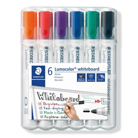 Marker Lumocolor do białych tablic whiteboard, okrągły, 6 kol. (2, 3, 4, 5, 6, 9) w etui box, Staedtler S 351 WP6 Staedtler Marker Lumocolor do białych tablic whiteboard, okrągły, 6 kol. (2, 3, 4, 5, 6, 9) w etui box, Staedtler S 351 WP6 Staedtler