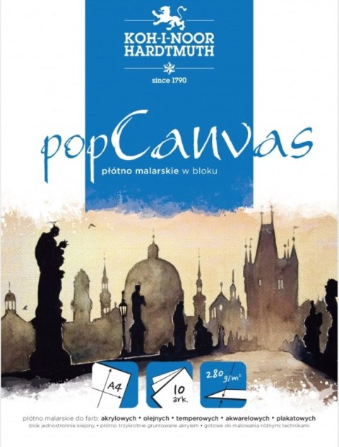 Płótno malarskie w bloku A4 POP CANVAS PAD 280g 10kart.KOH I NOOR Koh-i-noor Płótno malarskie w bloku A4 POP CANVAS PAD 280g 10kart.KOH I NOOR Koh-i-noor