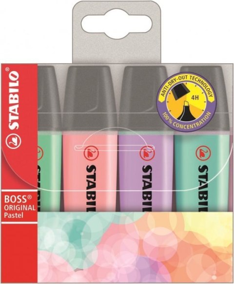 Zakreślacz STABILO BOSS kolory pastelowe komplet 4szt. 70/4-2 Stabilo Zakreślacz STABILO BOSS kolory pastelowe komplet 4szt. 70/4-2 Stabilo