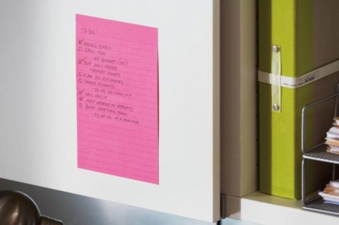 Bloczek samoprzylepny POST-IT_ Super Sticky w linie (5845- SSUC), 125x200mm, 4x45 kart., neonowe Post-It 3M