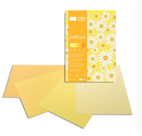 Blok Deco Yellow A4, 170g, 20 ark, 5 kol. tonacja żółta, Happy Color HA 3717 2030-012 Happy Color Blok Deco Yellow A4, 170g, 20 ark, 5 kol. tonacja żółta, Happy Color HA 3717 2030-012 Happy Color