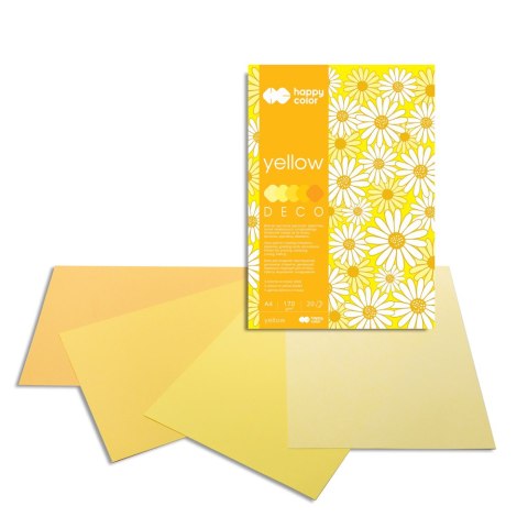 Blok Deco Yellow A4, 170g, 20 ark, 5 kol. tonacja żółta, Happy Color HA 3717 2030-012 Happy Color Blok Deco Yellow A4, 170g, 20 ark, 5 kol. tonacja żółta, Happy Color HA 3717 2030-012 Happy Color