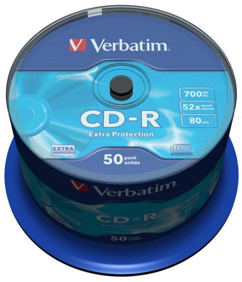 Płyta CD-R VERBATIM CAKE (50) Extra Protection 700MB x52 43351 Verbatim Płyta CD-R VERBATIM CAKE (50) Extra Protection 700MB x52 43351 Verbatim