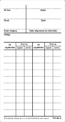 981-E Karta książki (1kpl=50sz MICHALCZYK I PROKOP Michalczyk i Prokop
