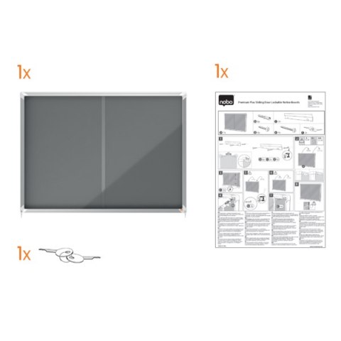 Gablota filcowa Nobo Premium Plus 8xA4, szara (drzwiczki przesówne) 1915336 Nobo Gablota filcowa Nobo Premium Plus 8xA4, szara (drzwiczki przesówne) 1915336 Nobo