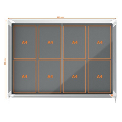 Gablota filcowa Nobo Premium Plus 8xA4, szara (drzwiczki przesówne) 1915336 Nobo Gablota filcowa Nobo Premium Plus 8xA4, szara (drzwiczki przesówne) 1915336 Nobo