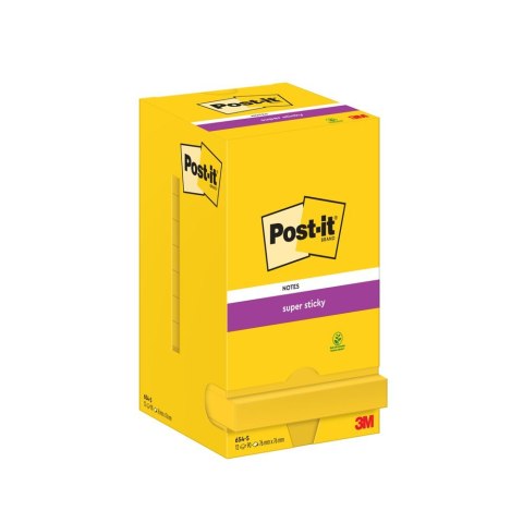 Bloczek samoprzylepny SUPER STICKY 654-S, 76X76MM, 12x90kartek, żółty POST-IT, 3M Post-It-3M Bloczek samoprzylepny SUPER STICKY 654-S, 76X76MM, 12x90kartek, żółty POST-IT, 3M Post-It-3M