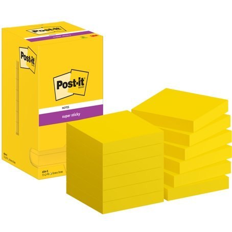 Bloczek samoprzylepny SUPER STICKY 654-S, 76X76MM, 12x90kartek, żółty POST-IT, 3M Post-It-3M Bloczek samoprzylepny SUPER STICKY 654-S, 76X76MM, 12x90kartek, żółty POST-IT, 3M Post-It-3M