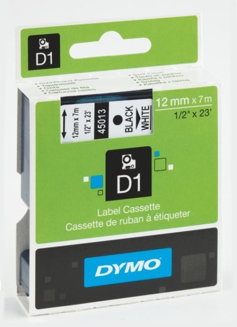 Taśma DYMO D1 - 12 mm x 7 m, czarny / biały S0720530 do drukarek etykiet Dymo Taśma DYMO D1 - 12 mm x 7 m, czarny / biały S0720530 do drukarek etykiet Dymo