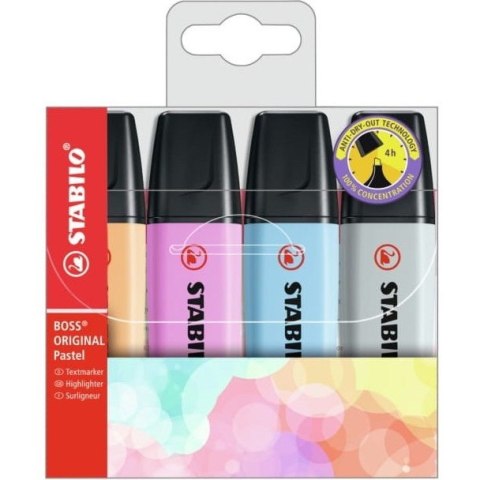 Zakreslacz STABILO BOSS pastel etui 4 szt nowe kolory 70/4-4 Stabilo Zakreslacz STABILO BOSS pastel etui 4 szt nowe kolory 70/4-4 Stabilo