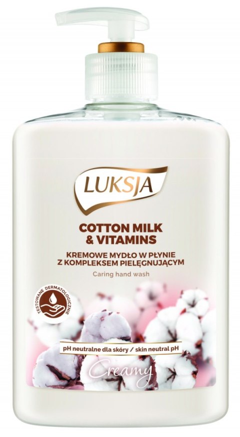 LUKSJA Mydło w płynie z dozownikiem 500 ml COTTON MILK&VITAM 8872 Luksja LUKSJA Mydło w płynie z dozownikiem 500 ml COTTON MILK&VITAM 8872 Luksja